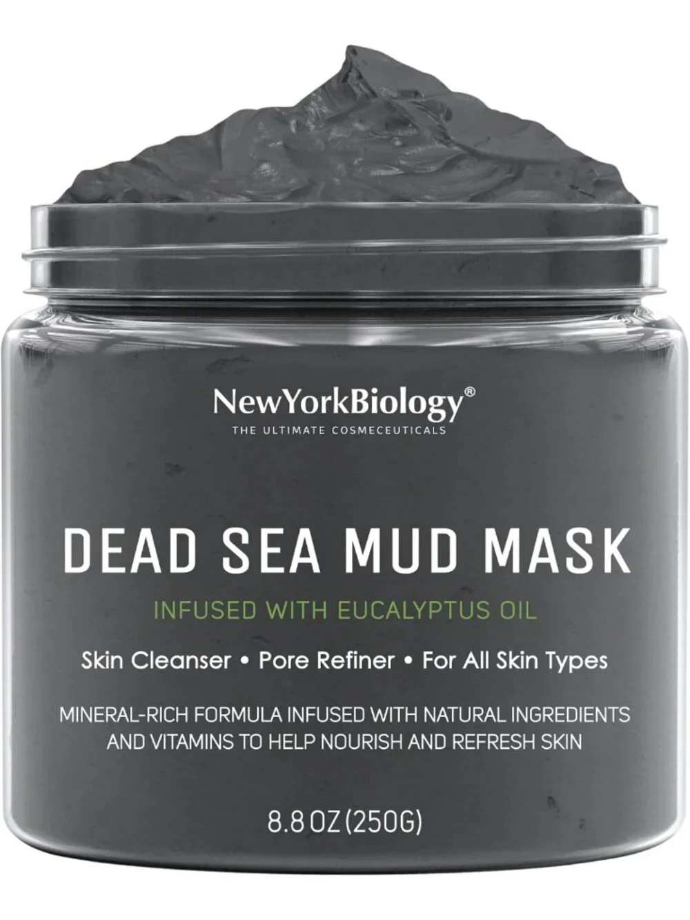 Revitalizing Dead Sea Mud Mask for Face & Body, Eucalyptus Scent - 8.8 oz